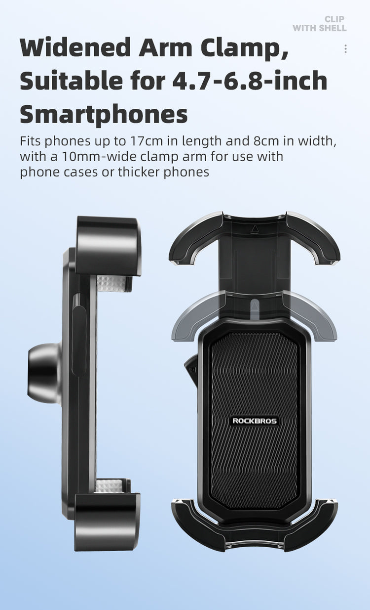 ROCKBROS 360° Rotatable Motorcycle Bike Phone Holder 4.7-6.8Inch Shockproof Cycling Cellphone Mount