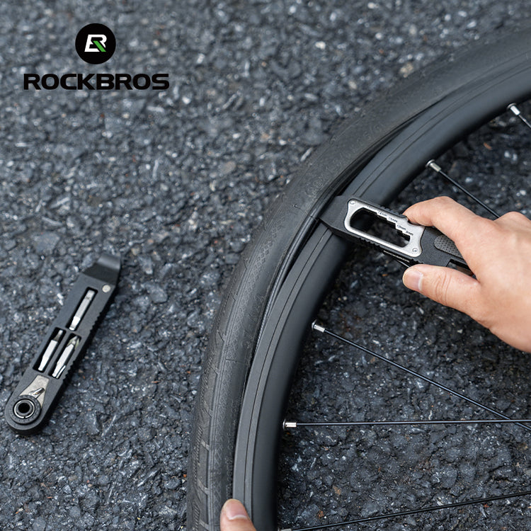 ROCKBROS Bike Bicycle Tire Lever Portable Multi-function Hex Wrench Spoke Hook Tool Kit