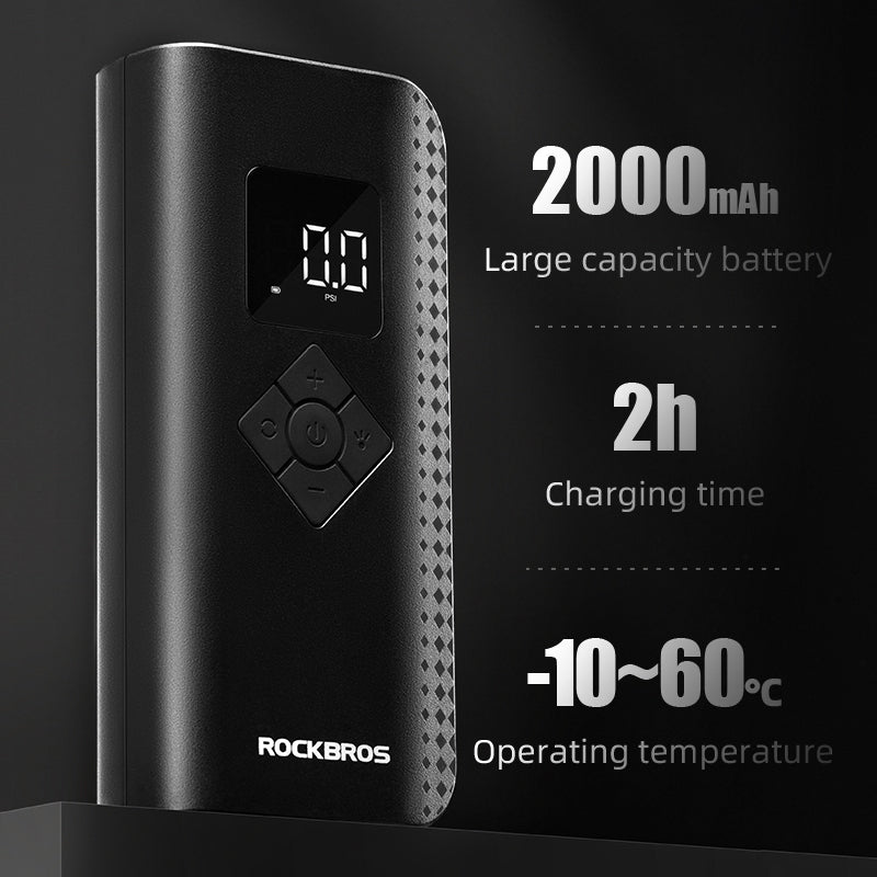 ROCKBROS Electric Bike Pump with Digital Display Schrader/Presta Valve