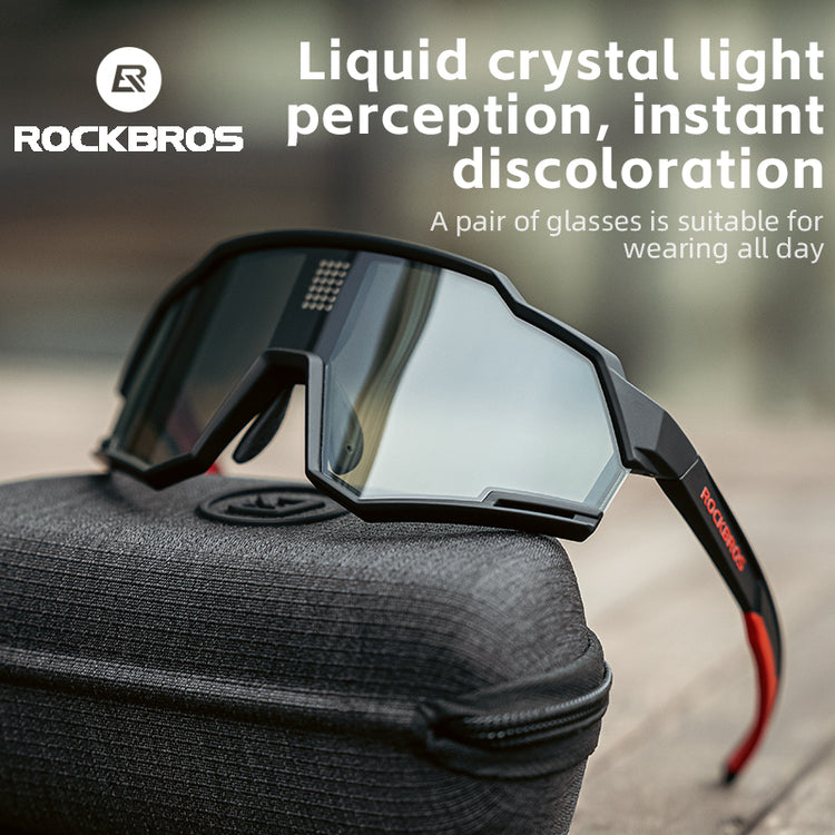 ROCKBROS Cycling Photochromic Electronic Colour Changing Sunglasses Clear