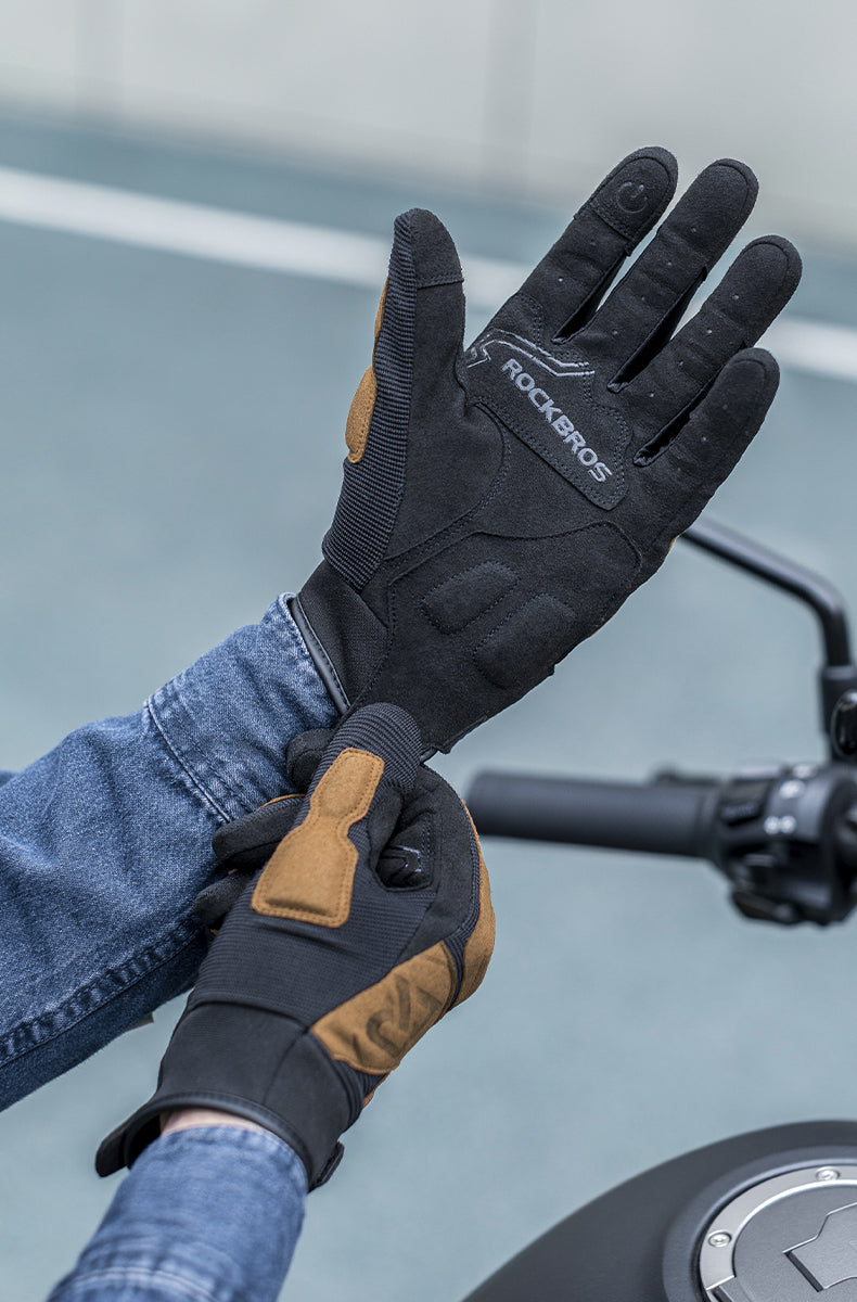 ROCKBROS Motorcycle Long Finger Gloves Touch Screen Non-Slip SBR Padded Riding Gloves Unisex