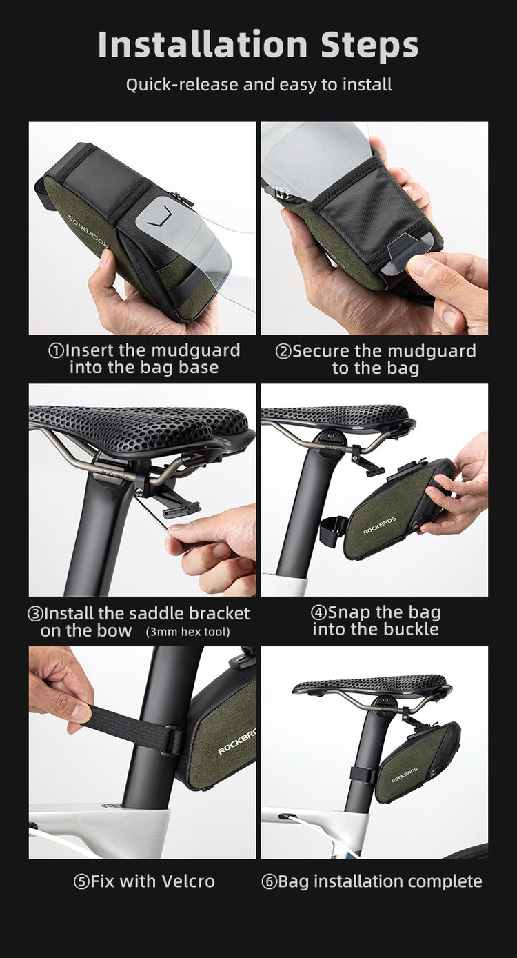 ROCKBROS Bicycle Bike Cycling Tail Bag With Mudguard Quick Release Saddle Bag