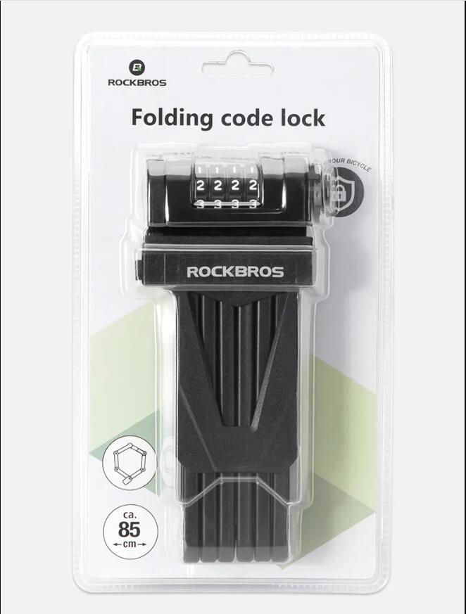 ROCKBROS Folding Bike Lock Combination Bike Lock with Mount Electric Bike Lock Heavy Duty Anti Theft Bicycle Locks with Mounting Bracket 4-Digit Foldable Bike Lock