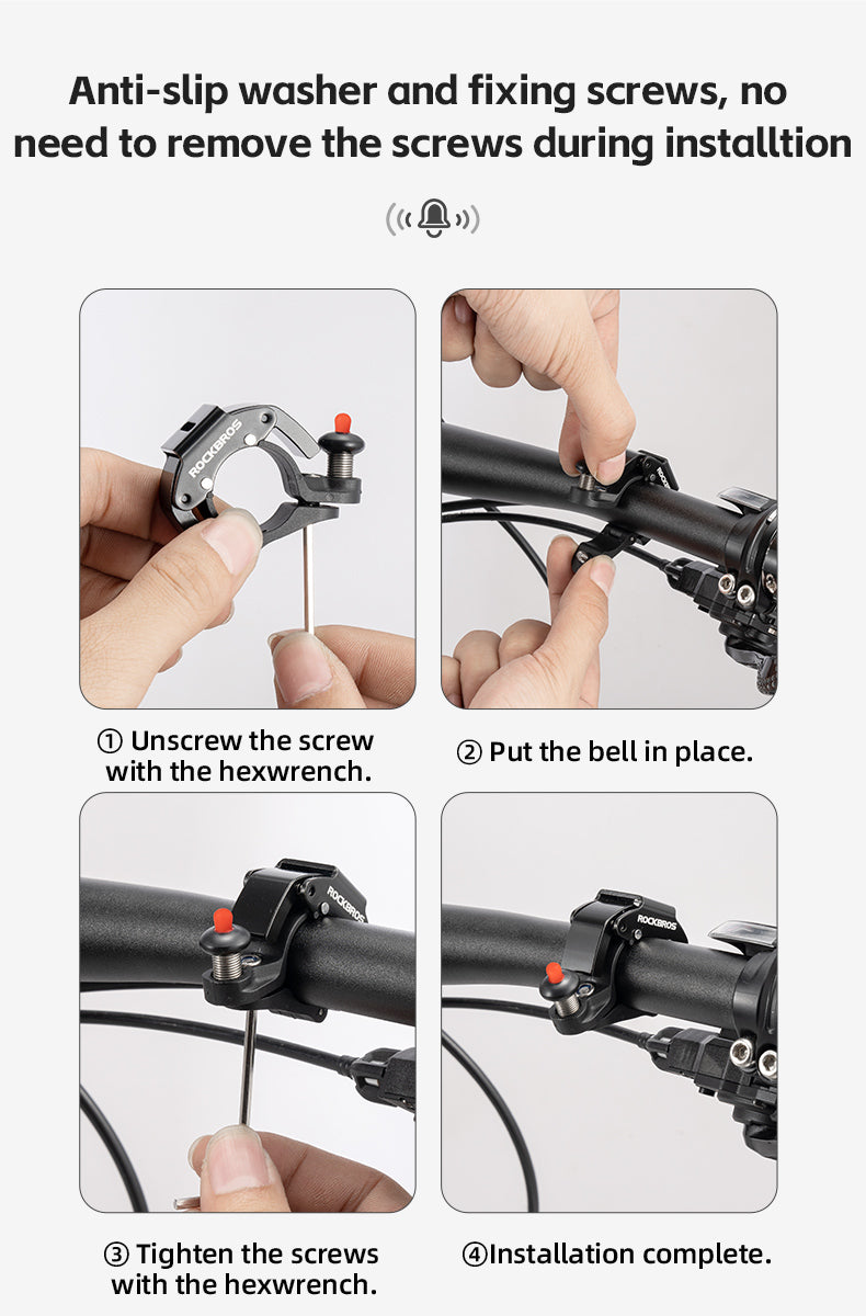 ROCKBROS Bike Bicycle Mini Hidden Bell Loud Sound 100dB Safety Cycling Accessories