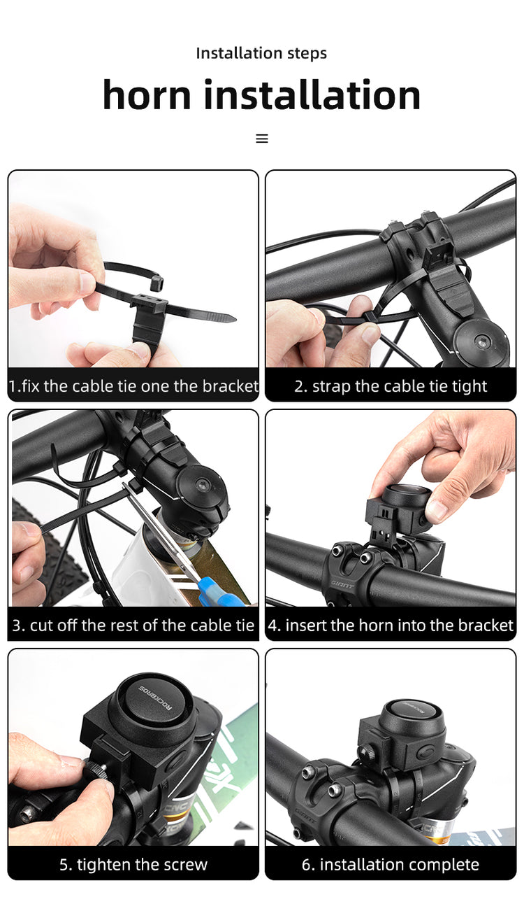 ROCKBROS Bike Horn Alarm with Remote 115dB Wireless Anti-Theft Vibration Bicycle Bell