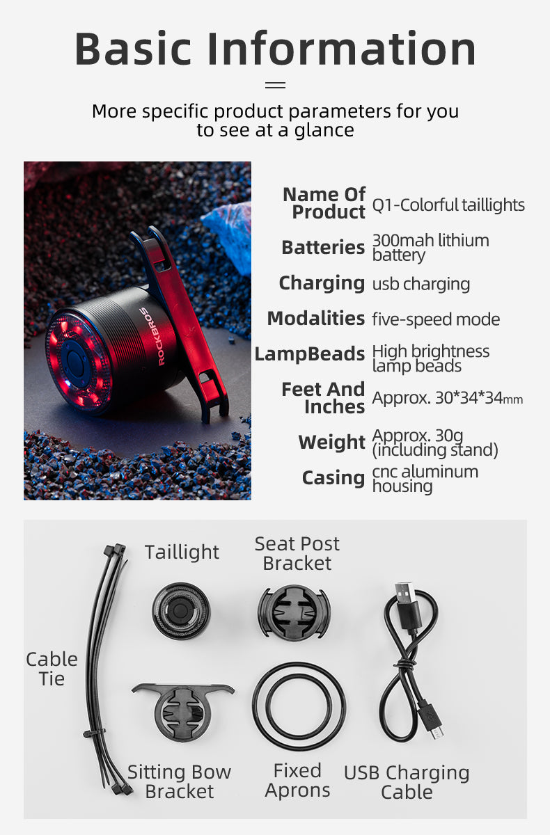 ROCKBROS Multiple Color Bike Tail Light Q1