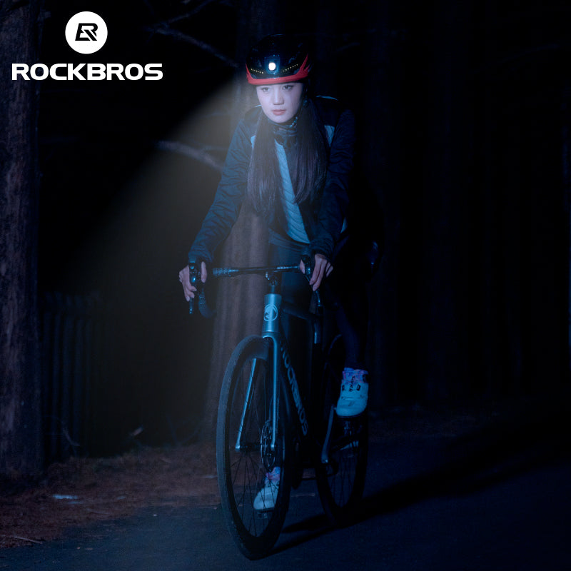 ROCKBROS Cycling Safety Helmet With Warning Lights USB-C Rechargeable