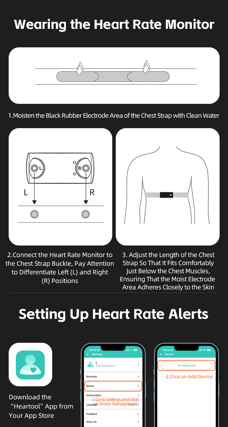 ROCKBROS Smart Heart Rate Monitor Belt Chest Strap ANT+ Bluetooth IP67 USB-C