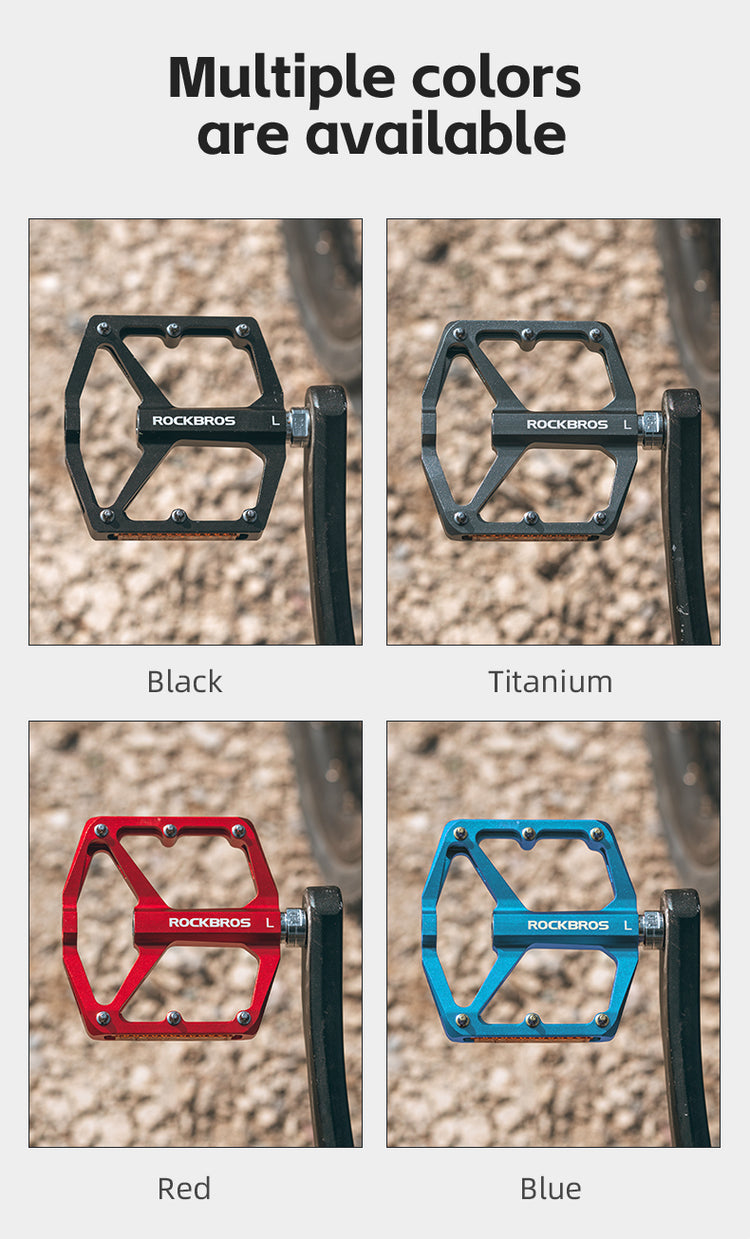 ROCKBROS Aluminium Alloy Non-Slip Reflective Bicycle Pedals For MTB Mountain Road Bike