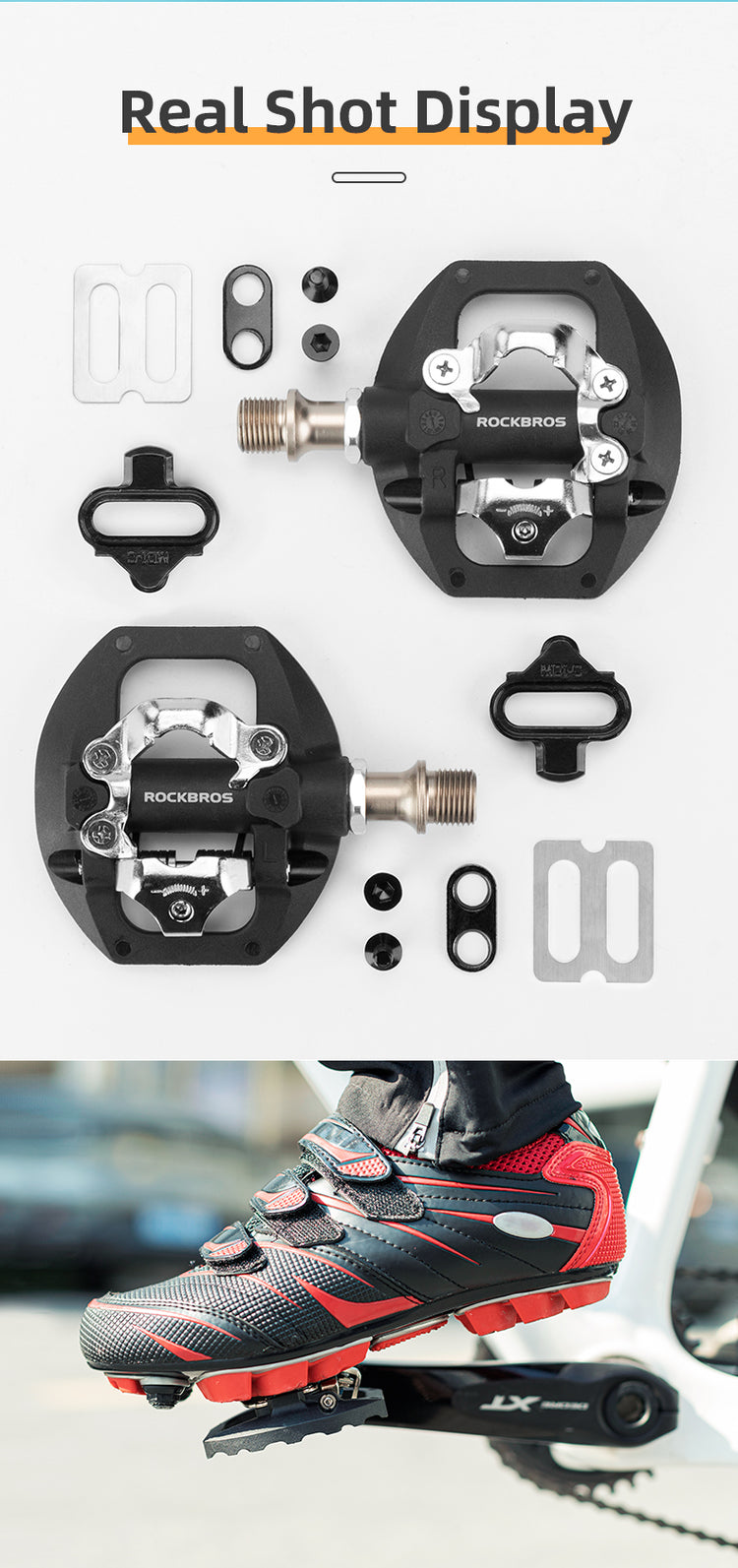 ROCKBROS Bicycle Lock Pedals SPD For Shimano MTB Road Sealed Bearing Cleats