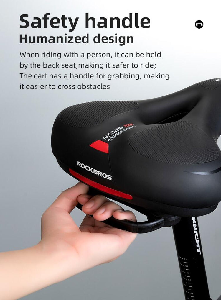 ROCKBROS Bike Bicycle Saddle Seat With Handle Comfort Shockproof Memory Foam Reflective Cycling Cushion