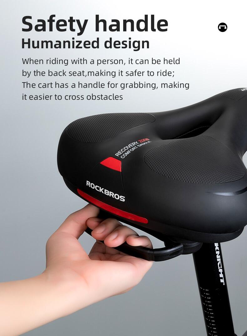ROCKBROS Bike Bicycle Saddle Seat With Handle Comfort Shockproof Memory Foam Reflective Cycling Cushion
