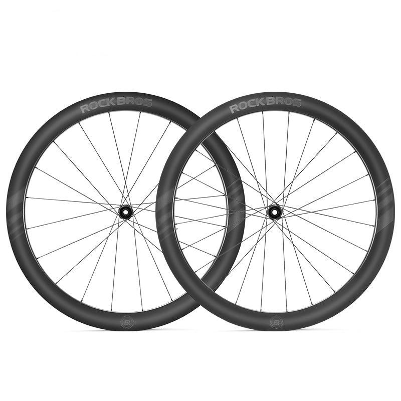 ROCKBROS Road Bike Carbon Fiber Wheelset 50mm Rim Disc Brake 700C Bike Wheels Clincher/Tubeless