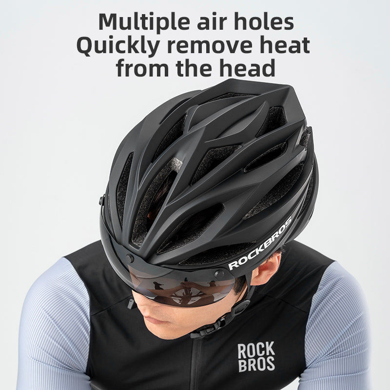 ROCKBROS Cycling Safety Helmet With Removable Goggles