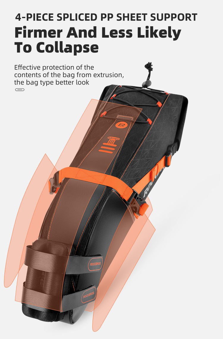 ROCKBROS Bike Bags Reflective Waterproof Large Capacity Bag Foldable Saddle Bags 10L