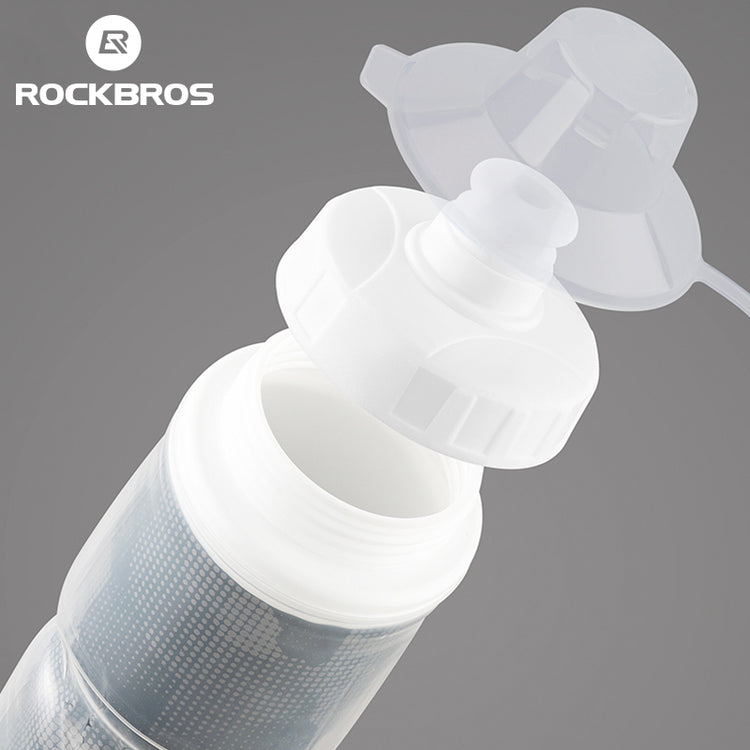 ROCKBROS Insulated Bike Water Bottles Keep Water Cool Leak-Proof Bicycle Water Bottle with Handle Cycling Water Bottle Easy to Squeeze