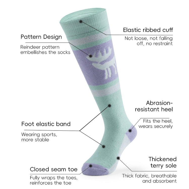 Qunature Kids Ski Snowboard Long Socks Knee Highs Thickened Warm Stockings