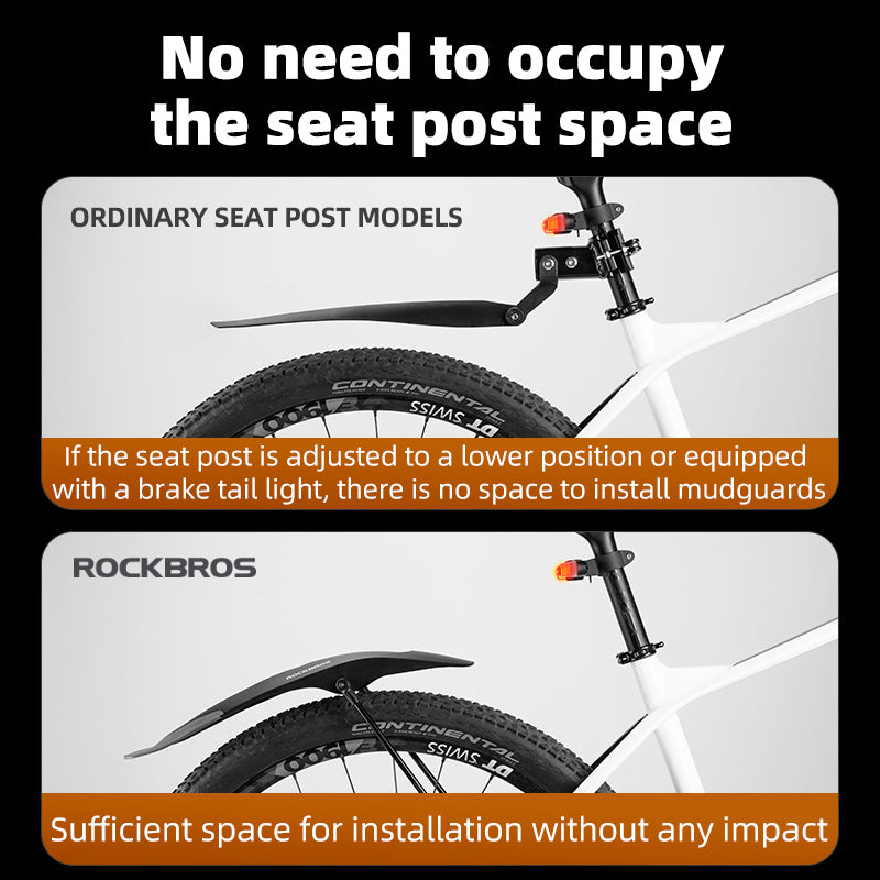 ROCKBROS Mountain Bike Front&Rear Fenders 26-29 inch MTB Mudguard Adjustable Quick Release