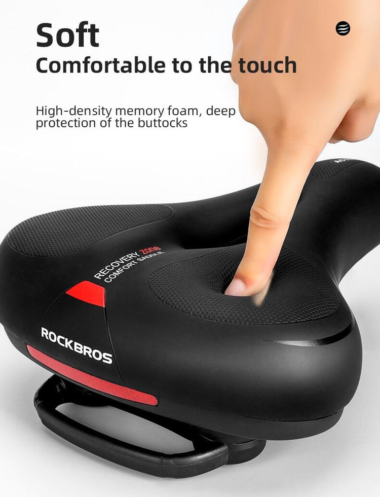 ROCKBROS Bike Bicycle Saddle Seat With Handle Comfort Shockproof Memory Foam Reflective Cycling Cushion