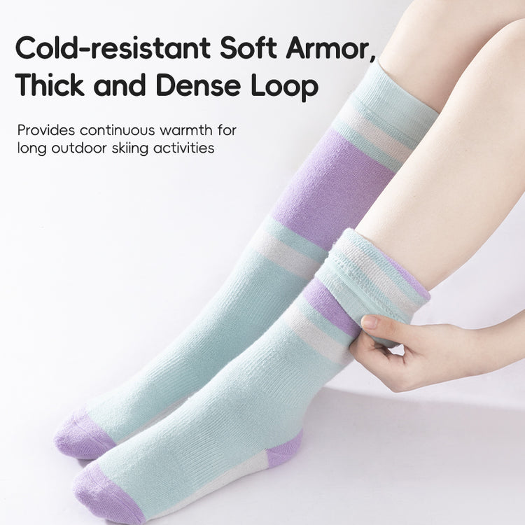 Qunature Kids Ski Snowboard Long Socks Knee Highs Thickened Warm Stockings