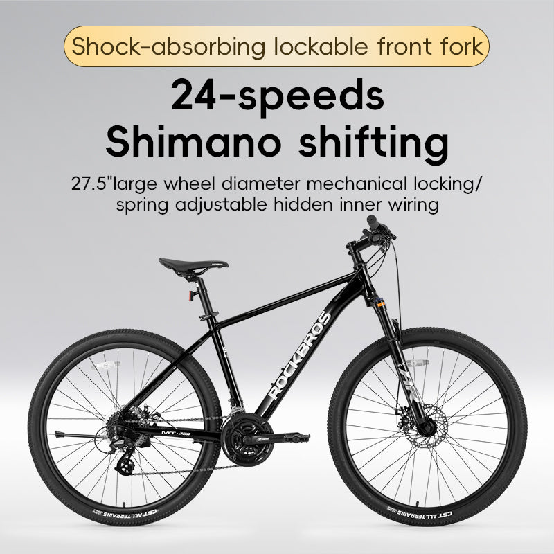 ROCKBROS Mountain Bike 27.5inch Shimano Gears 12-32T 8 Speed Disc Brake-MT200