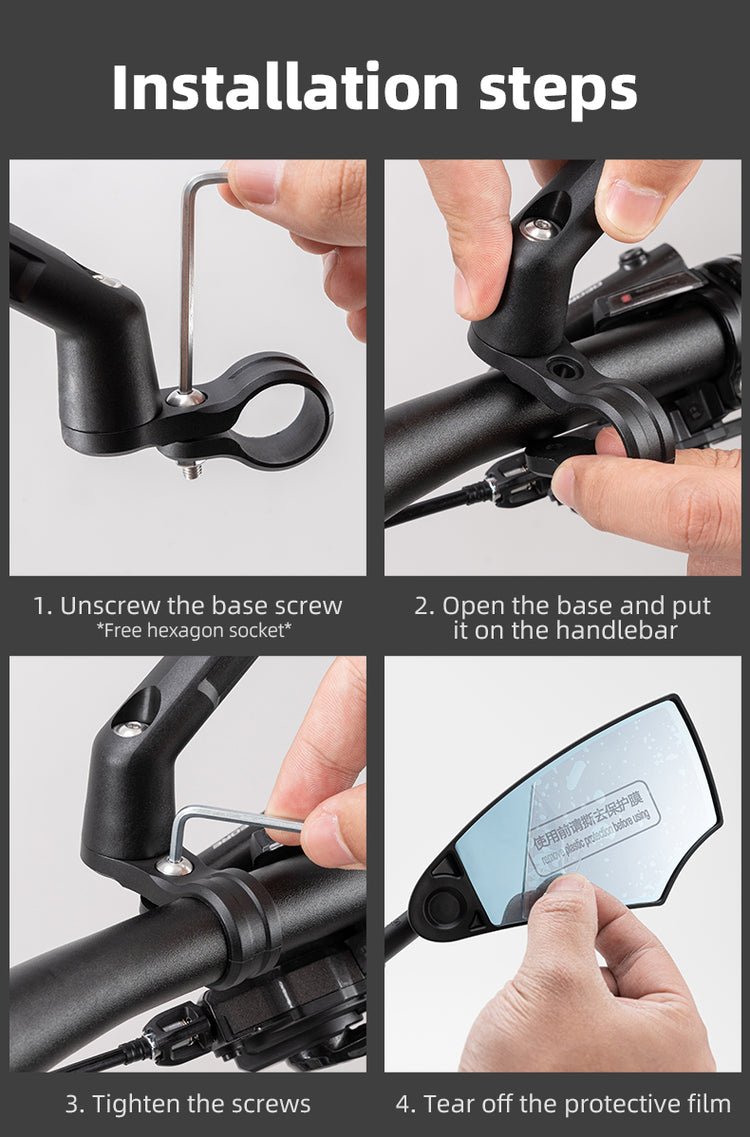ROCKBROS Anti Glare Bike Handlebar Rear View Mirror 360° Rotation
