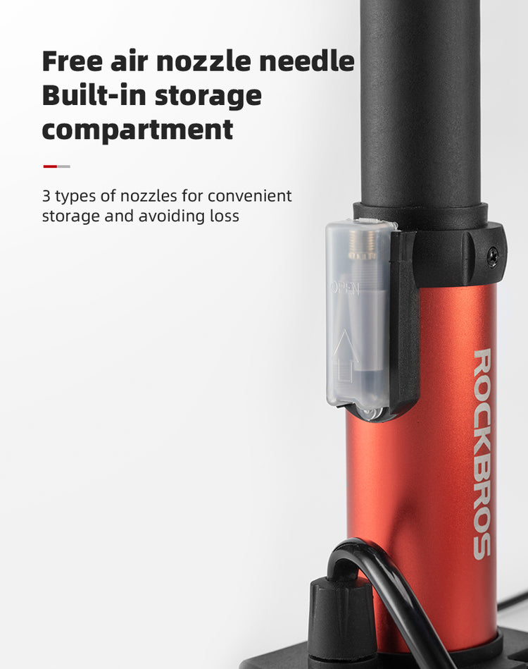 ROCKBROS Universal Pump 80PSI Aluminum Alloy Air Inflator Foot Bike Pump Gauge