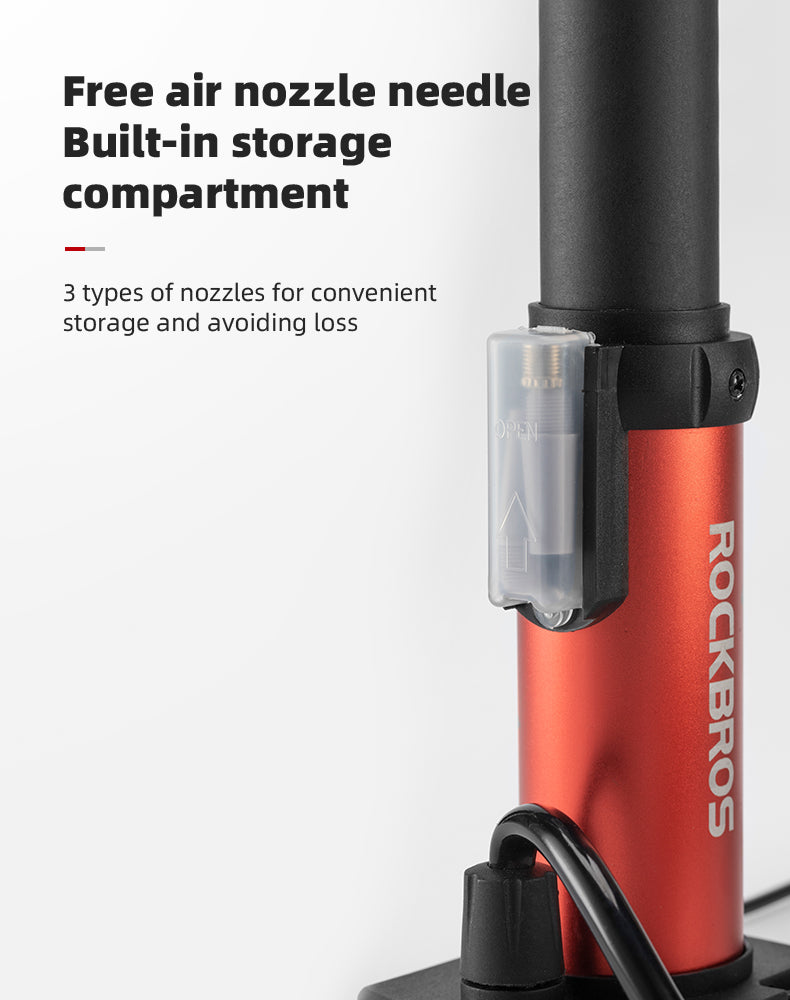 ROCKBROS Universal Pump 80PSI Aluminum Alloy Air Inflator Foot Bike Pump Gauge