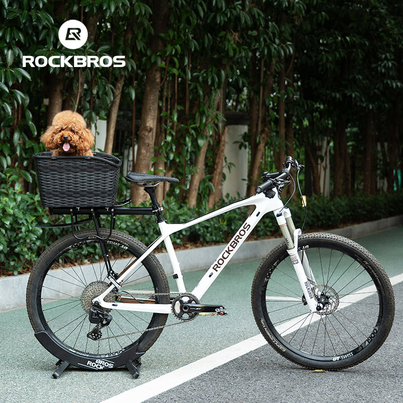 ROCKBROS Rear Shelf Basket Practical Durable Big Capacity Anti-Extrusion Portable Strong Resilience Pet Vegetable Rear Basket Frame Telescopic Cover Commuter Bike MTB