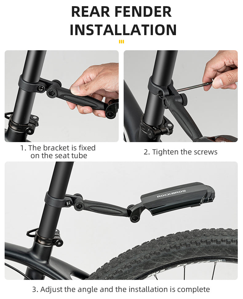 ROCKBROS Adjustable MTB Mountain Bike Mudguard Cycling Bicycle Front Rear Fenders