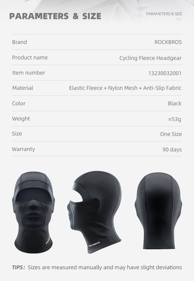 ROCKBROS Winter Thermal Cycling Balaclava Face Mask Breathable Elastic Headgear