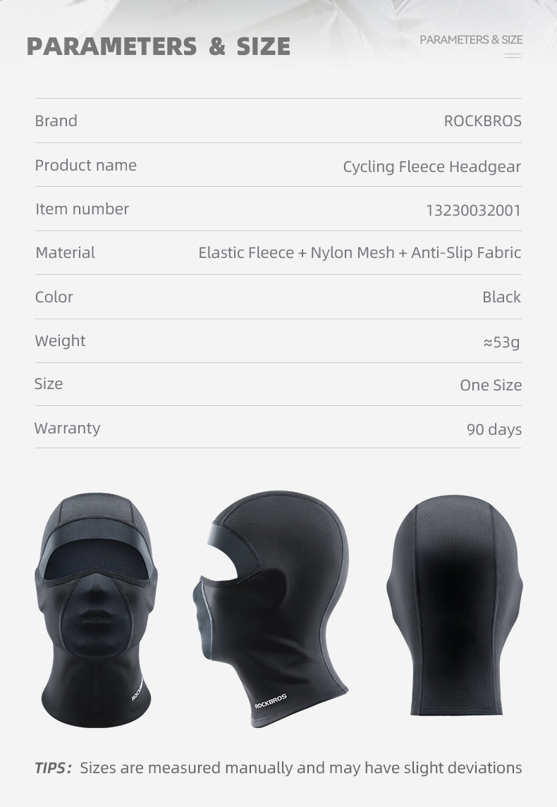 ROCKBROS Winter Thermal Cycling Balaclava Face Mask Breathable Elastic Headgear