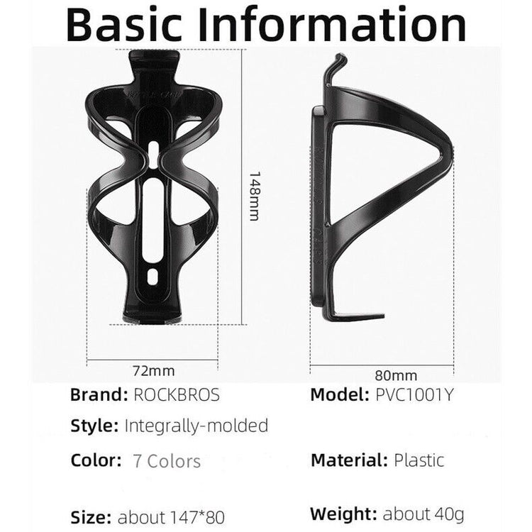 ROCKBROS Cycling Bottle Cage Light Weight Water Bottle Holder for MTB Road Bike Plastic Dustproof Bottle Cage