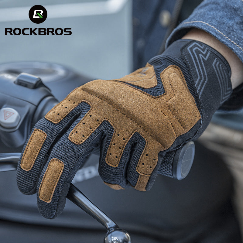 ROCKBROS Motorcycle Long Finger Gloves Touch Screen Non-Slip SBR Padded Riding Gloves Unisex