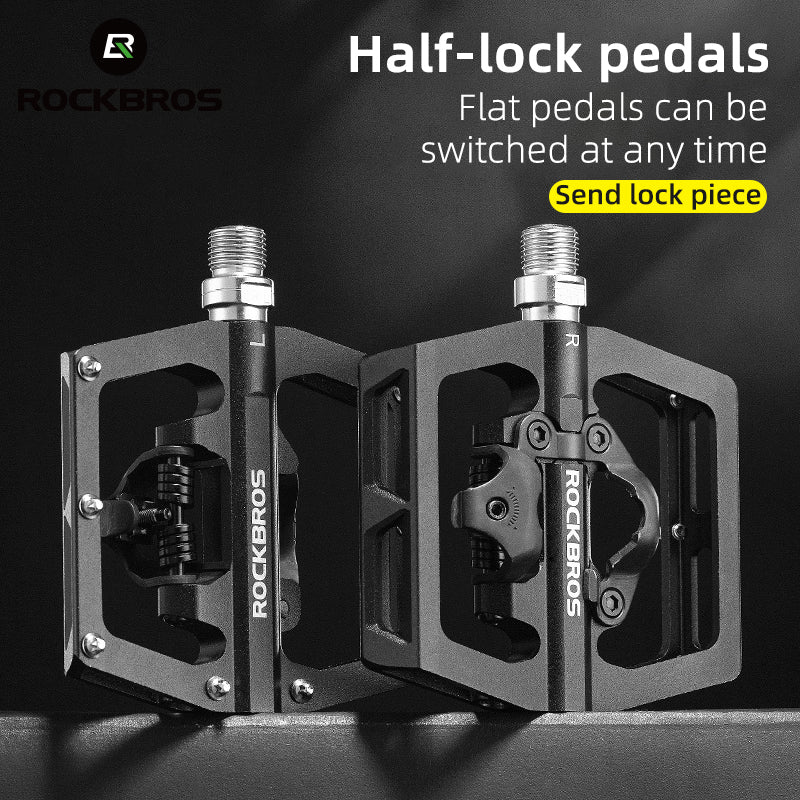 ROCKBROS Multi-Function Clipless Flat Bike Pedals in Black (Pair)