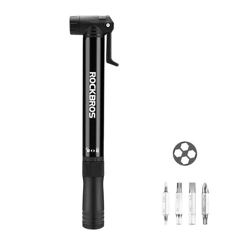 ROCKBROS Bicycle Bike Tire Pump 80PSI With Built-in Ratchet Tools