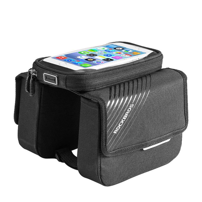 ROCKBROS Bicycle Phone Holder Bag 6.0in MTB Bike Frame Bag Cycling Top Tube Bag