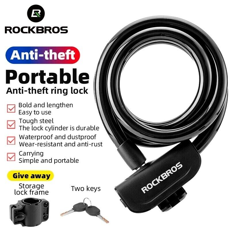ROCKBROS MTB Bicycle Bike Cable Lock With Bracket 1.1M