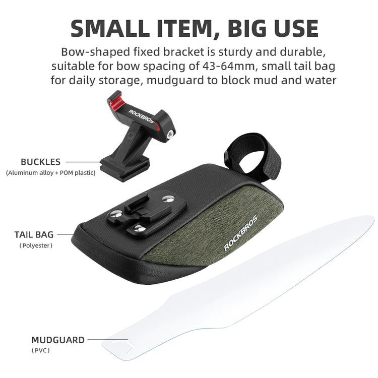 ROCKBROS Bicycle Bike Cycling Tail Bag With Mudguard Quick Release Saddle Bag