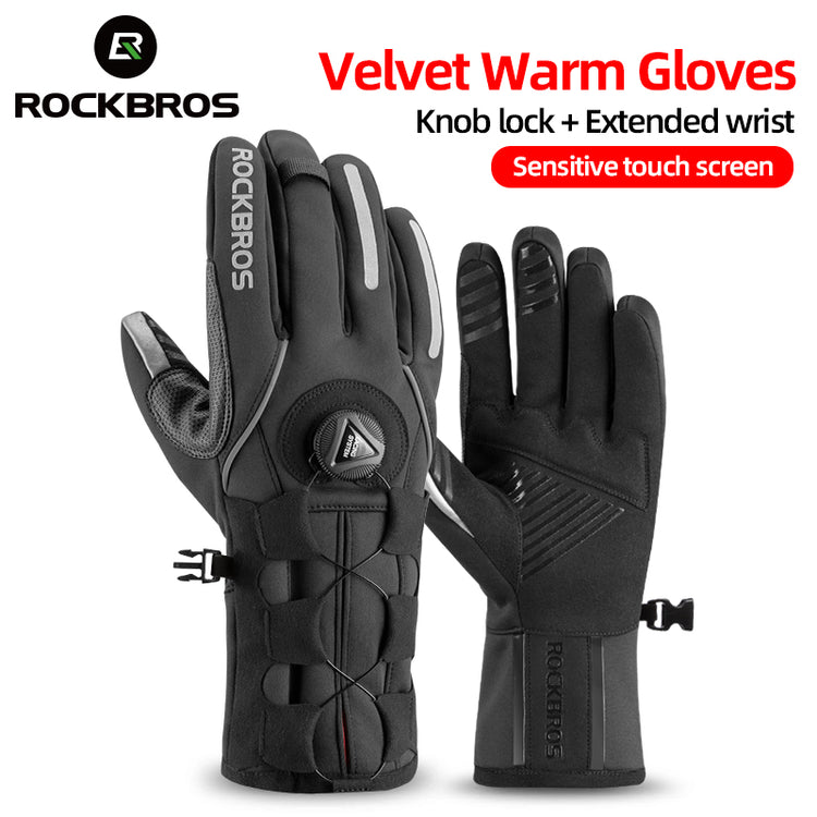 ROCKBROS Ski Cycling Gloves Winter Motorcycle Velvet Thermal Gloves Windproof Touch screen Gloves