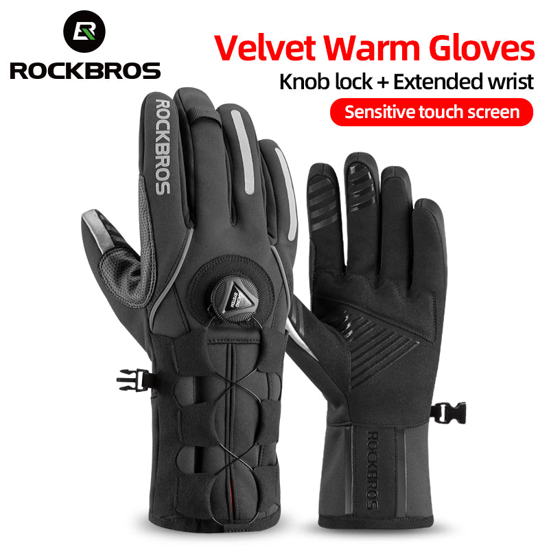 ROCKBROS Ski Cycling Gloves Winter Motorcycle Velvet Thermal Gloves Windproof Touch screen Gloves