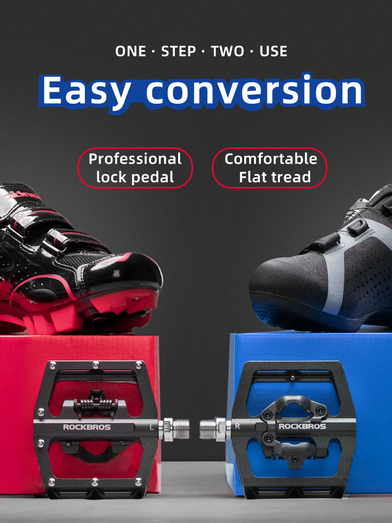 ROCKBROS Multi-Function Clipless Flat Bike Pedals in Black (Pair)