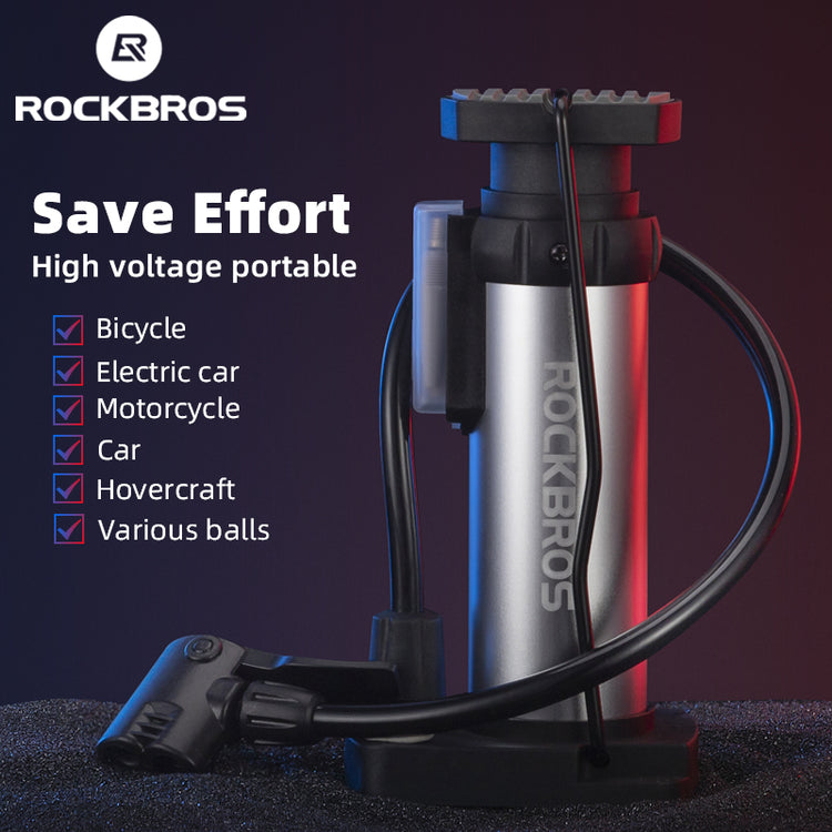ROCKBROS Universal Pump 80PSI Aluminum Alloy Air Inflator Foot Bike Pump Gauge