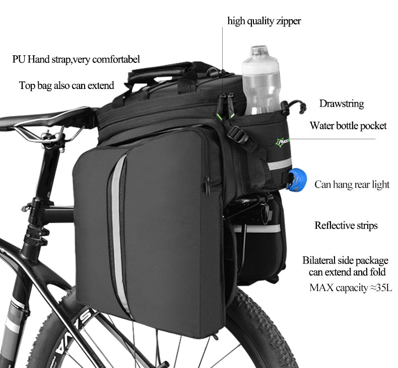 ROCKBROS Bicycle Pannier Bike Bag with Extendable Compartments