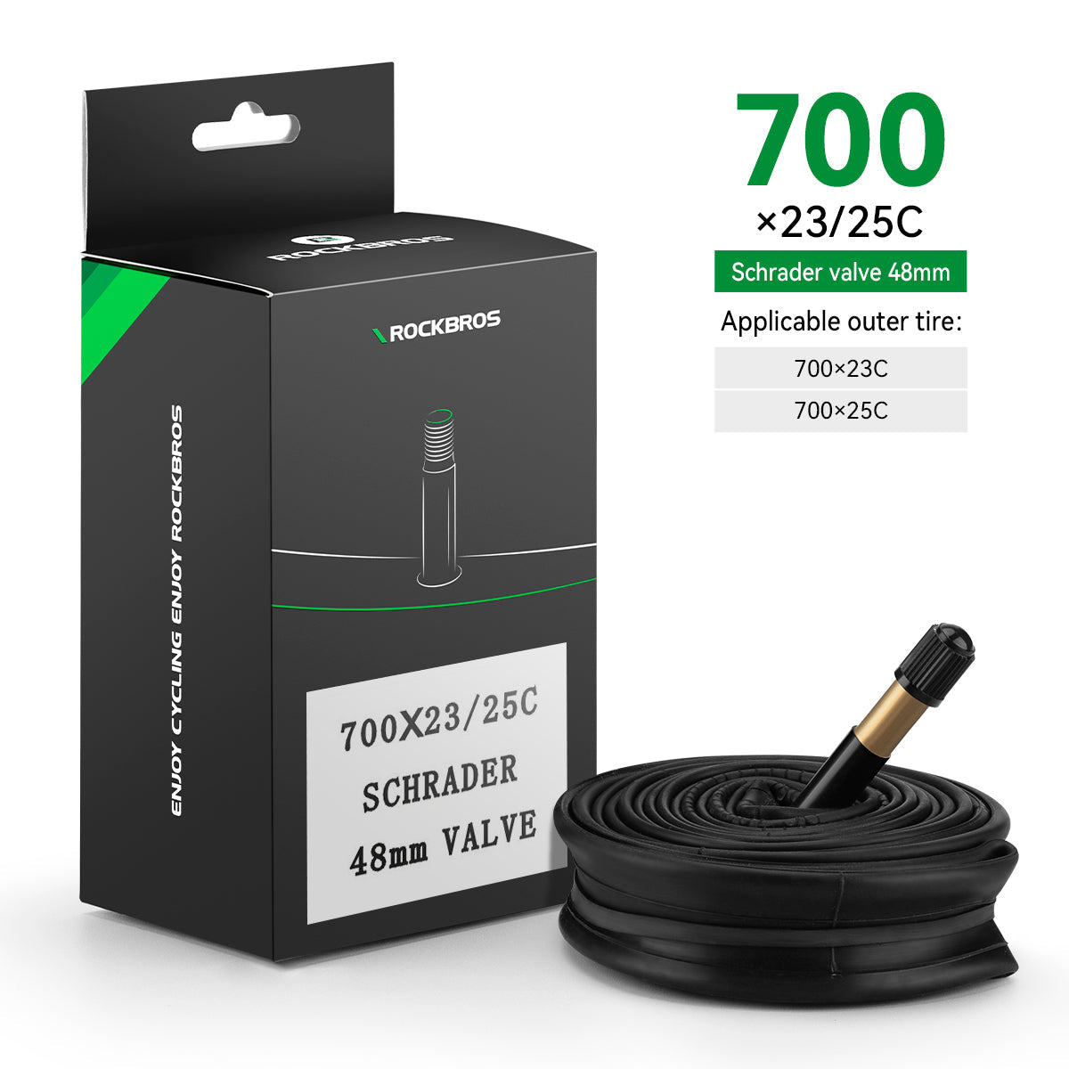rockbros mtb and road bike inner tube for reliable cycling
#option_Road Bike 700x23/25C schrader 48mm