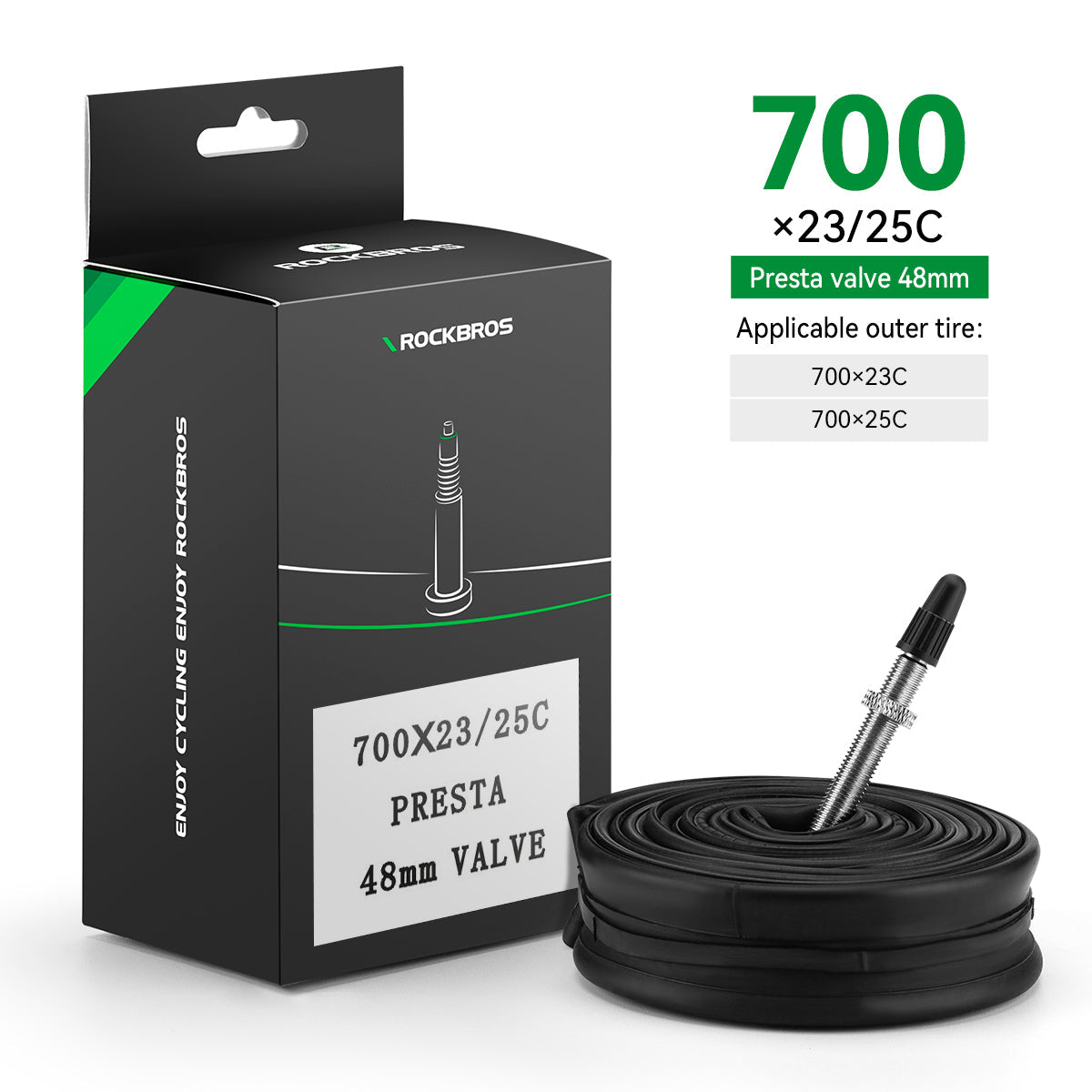 rockbros mtb and road bike inner tube for reliable cycling
#option_Road Bike 700x23/25C presta 48mm