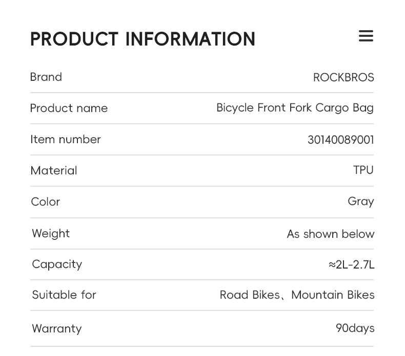 ROCKBROS Bicycle Front Fork Rack & Cargo Bag MTB Bike Front Carrier Rack