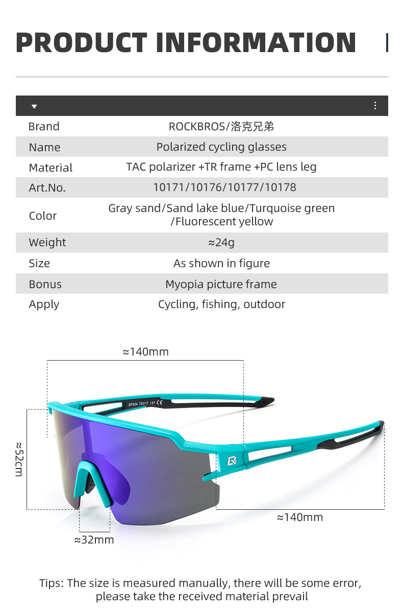 ROCKBROS Bicycle Polarized Cycling Sunglasses UV400 Golf Fishing Hiking Sports Glasses
