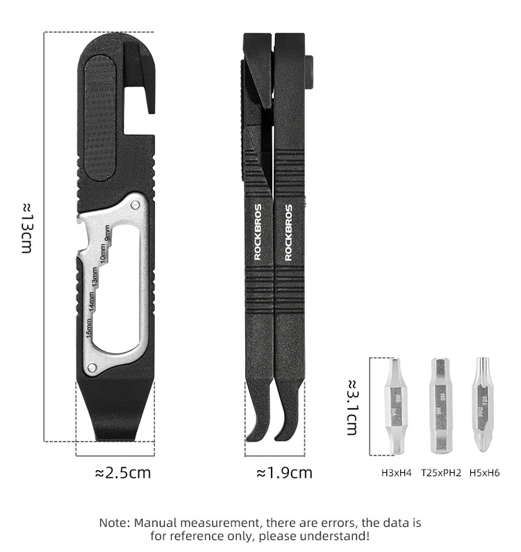 ROCKBROS Bike Bicycle Tire Lever Portable Multi-function Hex Wrench Spoke Hook Tool Kit