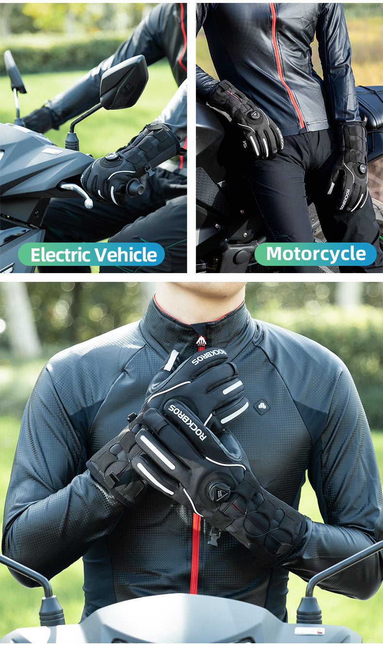 ROCKBROS Ski Cycling Gloves Winter Motorcycle Velvet Thermal Gloves Windproof Touch screen Gloves